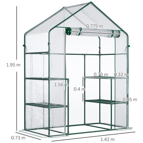 Serra Da Giardino In Pe Impermeabile E Anti Uv Con Accessori Montaggio, 142x73x195 Cm, Verde - Foto 2