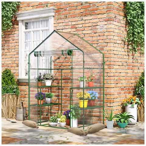 Serra Da Giardino In Pe Impermeabile E Anti Uv Con Accessori Montaggio, 142x73x195 Cm, Verde - Foto 6