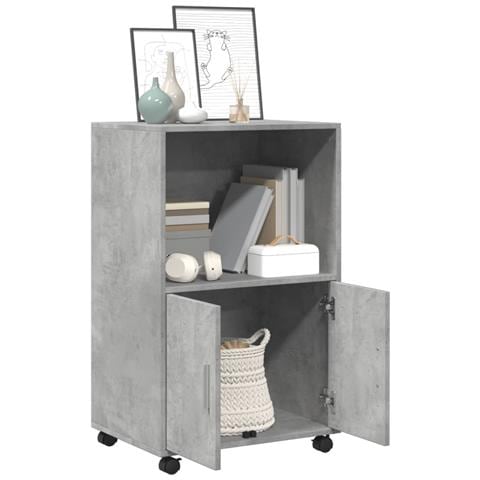 Mobiletto Con Ruote Grigio Cemento 55x40x91 Cm In Truciolato - Foto 3