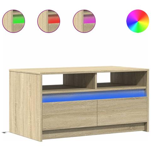 Tavolino Da Salotto Con Luci Led Rovere Sonoma In Truciolato - Foto 2