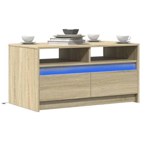 Tavolino Da Salotto Con Luci Led Rovere Sonoma In Truciolato - Foto 1
