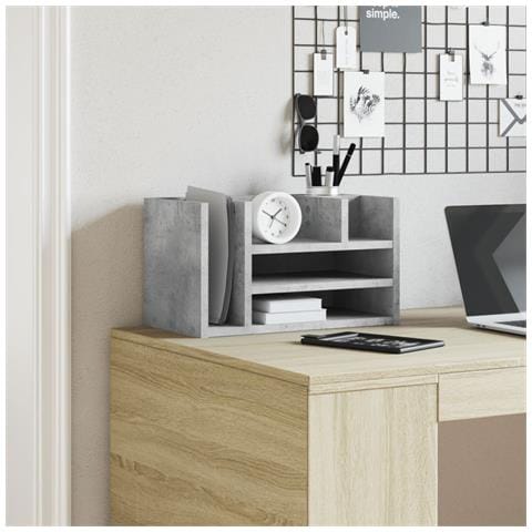 Organizer Scrivania Grigio Cemento 44,5x24x25 Legno Multistrato - Foto 2