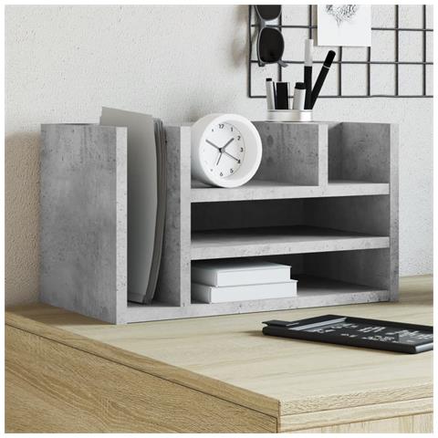 Organizer Scrivania Grigio Cemento 44,5x24x25 Legno Multistrato - Foto 8