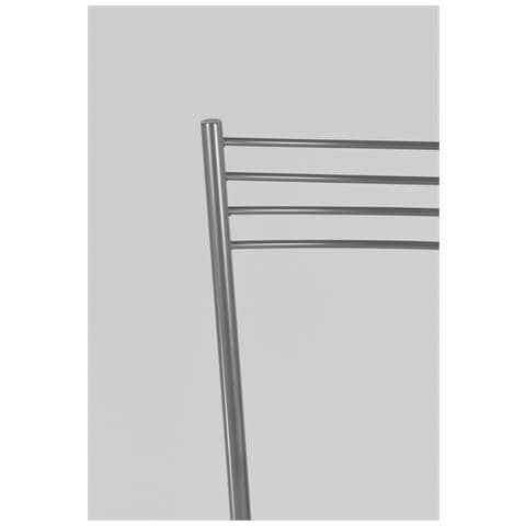 Set 4 Sedie Modello Elena Per Cucina Bar E Sala Da Pranzo, Robusta Struttura In Acciaio Verniciato Alluminio, Seduta In Finta Pelle Grigio Scuro - Foto 6