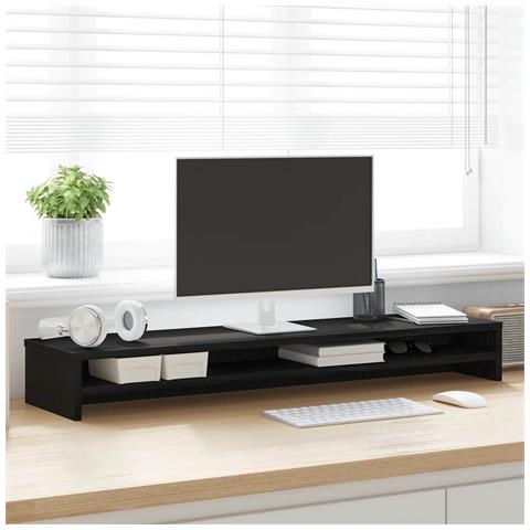 Supporto per Monitor Rovere Nero 100x24x13 cm Legno Multistrato - Foto 1