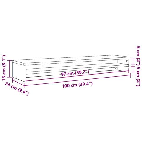 Supporto per Monitor Rovere Nero 100x24x13 cm Legno Multistrato - Foto 9