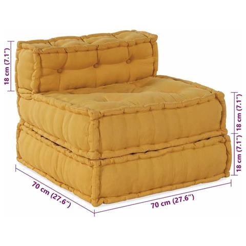 Pouf Modulare Giallo 70x70x54 in Tessuto - Foto 2