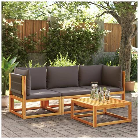 Divano Angolare Giardino Con Cuscini Legno Massello Di Acacia - Foto 3
