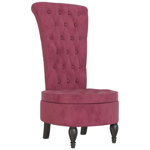 Sedia Schienale Alto Design Bottoni Velluto Rosso Vino Chiaro - Foto 2