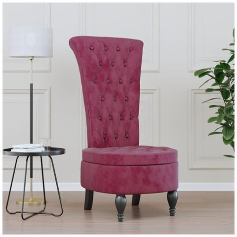 Sedia Schienale Alto Design Bottoni Velluto Rosso Vino Chiaro - Foto 1