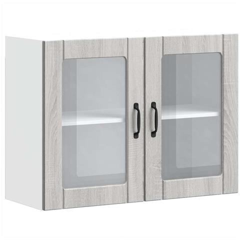 Pensile Da Cucina Con Porta In Vetro Lucca Grigio Sonoma - Foto 2