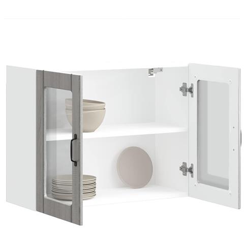 Pensile Da Cucina Con Porta In Vetro Lucca Grigio Sonoma - Foto 1