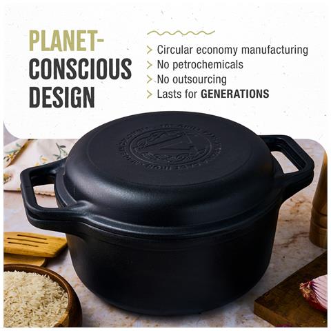 Victoria 39585 Forno Olandese, Pentola Et Padella Induzione Ghisa Smaltata 27cm 5,7l Senza Ptfe  Nero - Foto 8