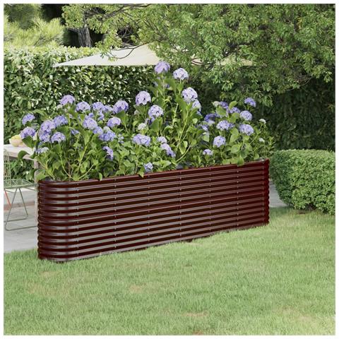 Letto Giardino Acciaio Verniciato A Polvere 260x40x68cm Marrone - Foto 6