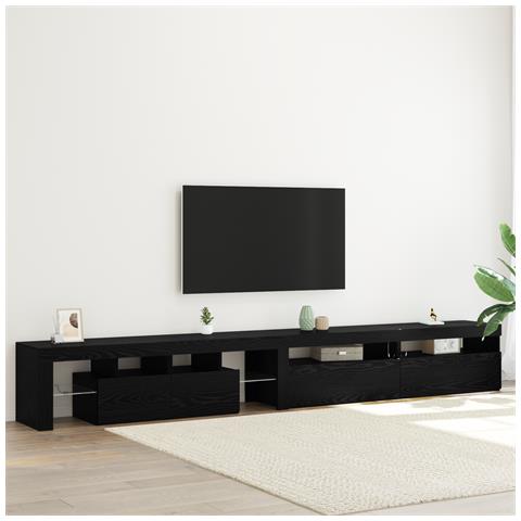 Mobili TV  3 pcs con Luci LED Quercia Nera Legno Ingegnerizzato, Mobili TV  con Luci LED 2 pcs Quercia Nera 75x35x40 cm Legno Ingegnerizzato - Foto 2