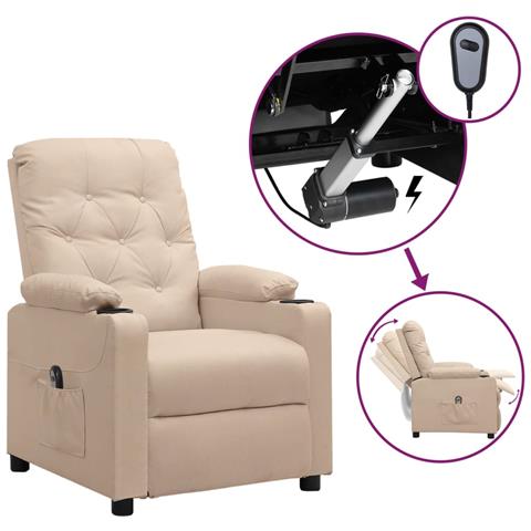 Poltrona Elettrica Reclinabile Crema in Tessuto - Foto 1