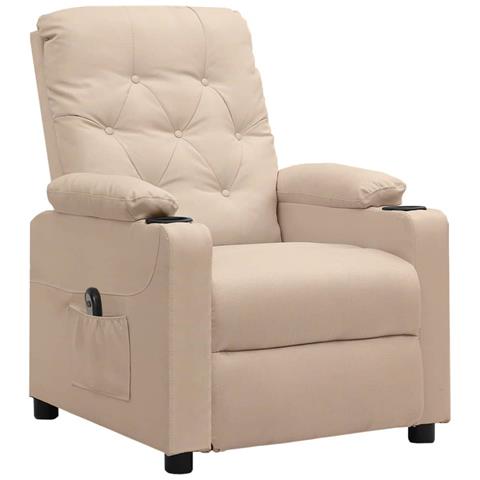 Poltrona Elettrica Reclinabile Crema in Tessuto - Foto 2