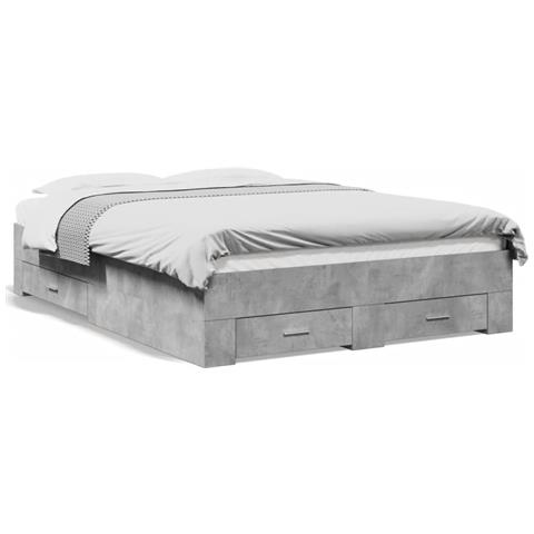 Giroletto Cassetti Grigio Cemento 140x190 cm Legno Multistrato - Foto 1
