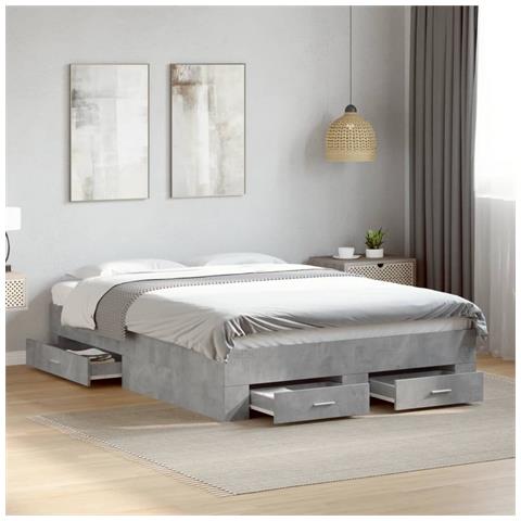 Giroletto Cassetti Grigio Cemento 140x190 cm Legno Multistrato - Foto 2