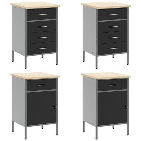 Set di 10 pezzi di armadietti e pannelli pegboard  in MDF e Metallo Nero - Foto 7