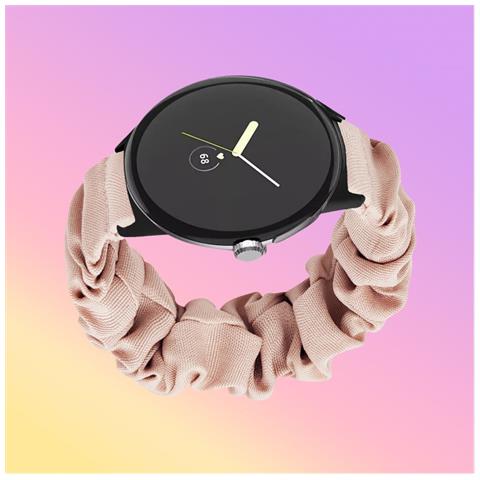 Cinturino Per Orologio Intelligente A Scrunchie Compatibile Con Google Pixel 2 - Tessuto Confortevole Ed Elegante Pink - Foto 2