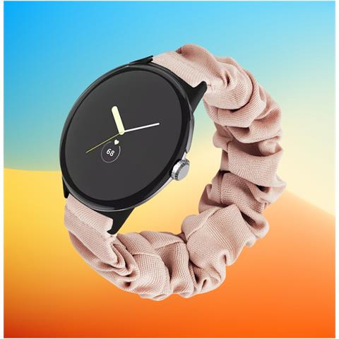 Cinturino Per Orologio Intelligente A Scrunchie Compatibile Con Google Pixel 2 - Tessuto Confortevole Ed Elegante Pink - Foto 4