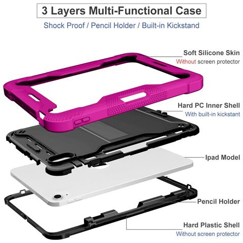 Custodia Per Ipad Pro 5/4/3 12.9"" Con Supporto E Alloggiamento Per Stilo Rosa - Foto 2
