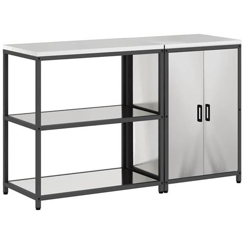 Set di Stoccaggio per Cucina 2 pcs Argento 150 x 50 x 92 cm - Foto 1