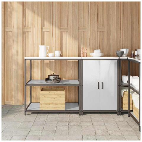 Set di Stoccaggio per Cucina 2 pcs Argento 150 x 50 x 92 cm - Foto 2