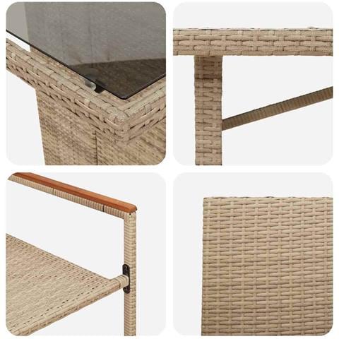 Set da Pranzo per Giardino 9 pcs Beige 190 x 80 x 75 cm - Foto 9