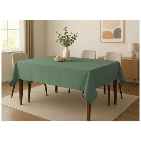 Tovaglia Cucina Soggiorno Antimacchia Idrorepellente Linen Rotonda 160cm Verde Mela - Foto 5