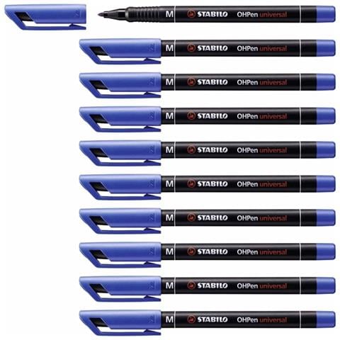 10 X Pennarello Indelebile Blu Ohpen Punta 1mm Penna Marker Pen - Foto 1