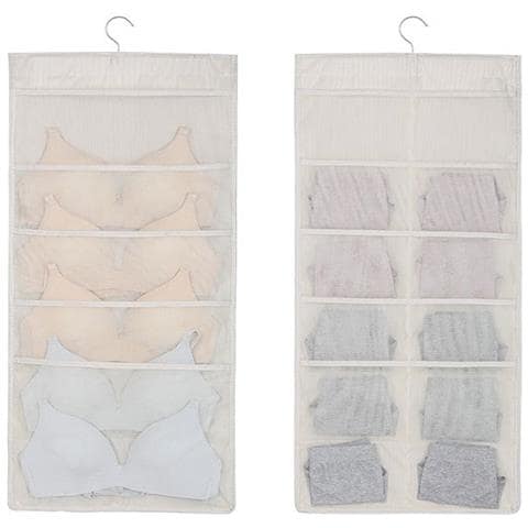 Organizzatore Sospeso In Tessuto Non Tessuto Per Biancheria Intima Con 15 Tasche (5 Anteriori + 10 Posteriori) Beige - Foto 1