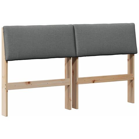 Testiera imbottita Grigio scuro 140 cm Pino massello - Foto 1