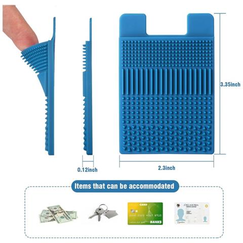 Porta Tessere In Silicone Con Texture Sensoriale, Portafoglio Adesivo Portatile Per Telefono Blue - Foto 2