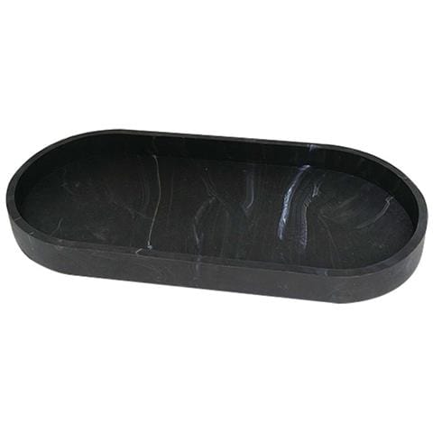 Vassoio Ovale In Silicone Effetto Marmo Per Aromi, 25x11x2 Cm - Set Da 2 Black - Foto 1