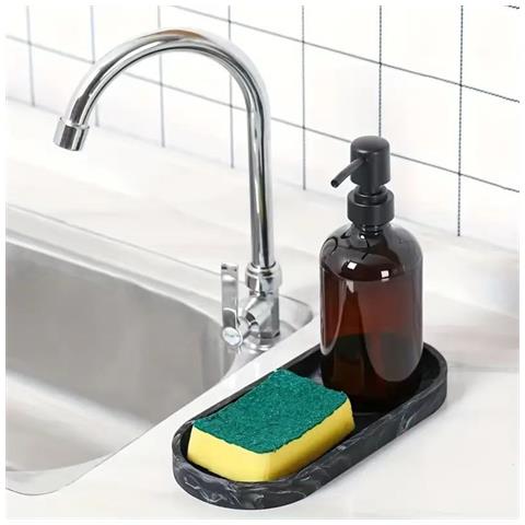 Vassoio Ovale In Silicone Effetto Marmo Per Aromi, 25x11x2 Cm - Set Da 2 Black - Foto 2