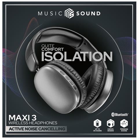 MAXI3 Cuffie wireless over-ear MAXI3 con tecnologia Active Noise Cancelling: esperienza d'ascolto immersiva e priva di distrazioni, fino a 35 ore di autonomia. Design moderno, comfort, stile e suono rivoluzionario e potente. - Foto 2