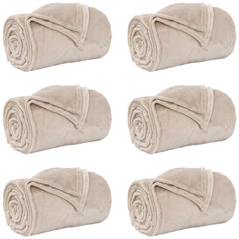 Coperte da Pile 6 pcs Beige 240 x 270 cm Panno - Foto 1