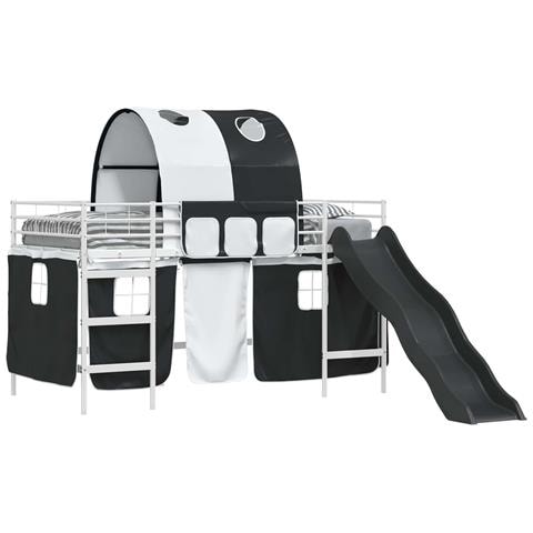 Struttura del letto loft per bambini Bianco e Nero Metallo - Foto 1