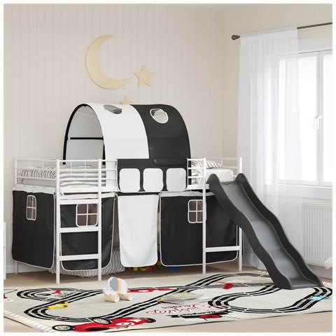 Struttura del letto loft per bambini Bianco e Nero Metallo - Foto 2