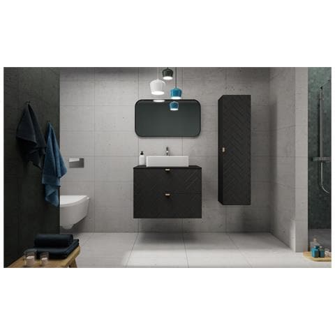 | Mobile sottolavabo 60 cm - Noir Mat - Mobili bagno - Mobili bagno - Mobile sottolavabo - Piano di lavoro nero - Foto 9