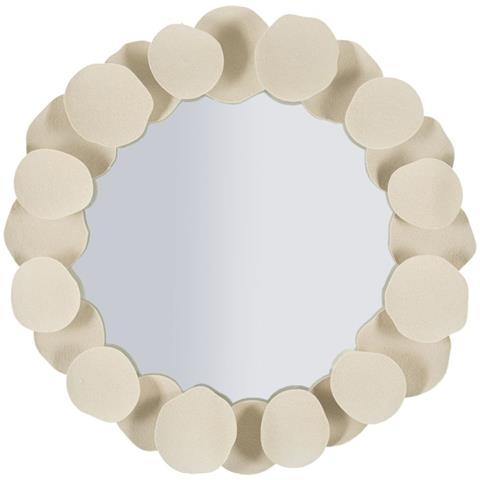 Specchio Da Parete Dune Tondo Con Cornice A Ciottoli Crema 92 Cm - Foto 1