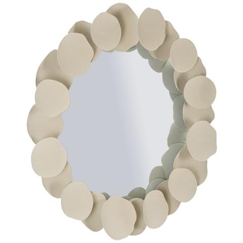 Specchio Da Parete Dune Tondo Con Cornice A Ciottoli Crema 92 Cm - Foto 2
