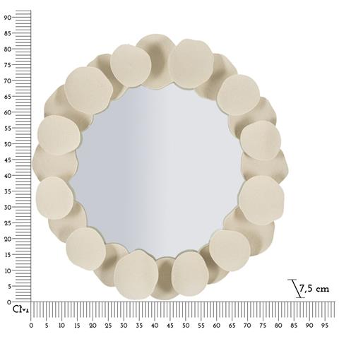 Specchio Da Parete Dune Tondo Con Cornice A Ciottoli Crema 92 Cm - Foto 7