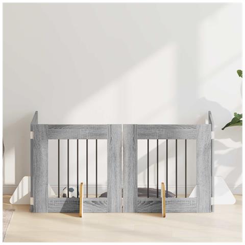 Cancello per cani con supporti 4 pcs Grigio Sonoma 60 x 60 cm - Foto 2