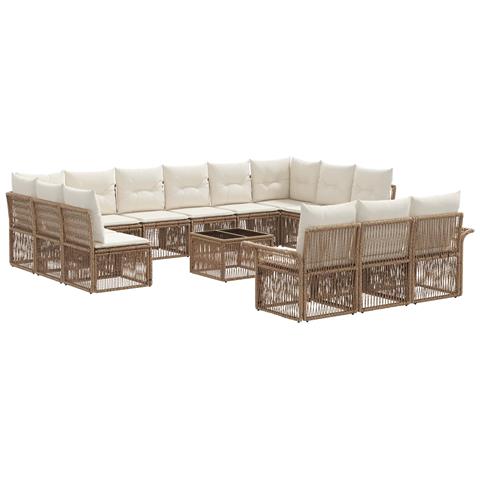 Set Divano da Giardino 14 pcs Beige polyrattan - Foto 1