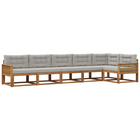 Set di divani da esterno 6 pcs Naturale e Grigio chiaro - Foto 1