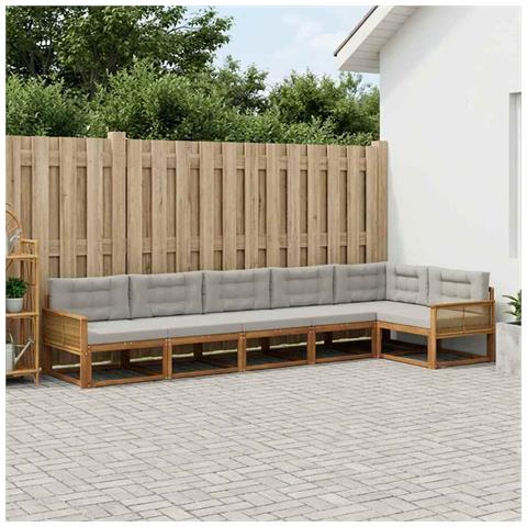 Set di divani da esterno 6 pcs Naturale e Grigio chiaro - Foto 2