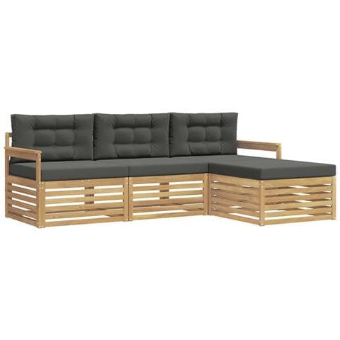 Set di divani da esterno 4 pcs Bianco e Antracite Poliestere - Foto 1